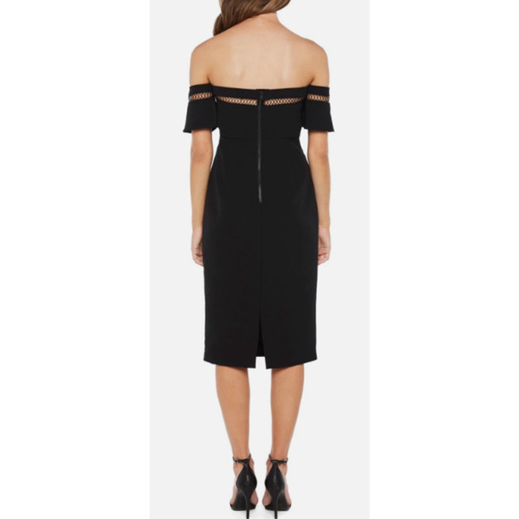 BARDOT SACHA DIAMOND LATTICE TRIM SHEATH BLACK DRESS Size 6 /Small - Picture 2 of 7